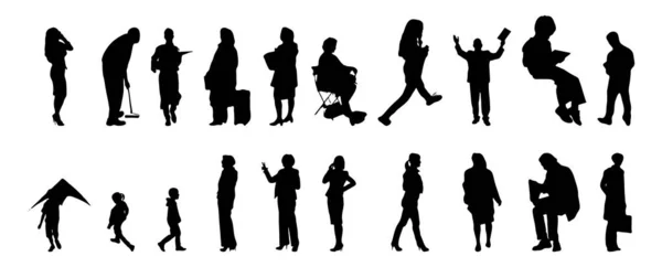 Silhouettes Vectorielles Silhouettes Esquissées Personnes Dessin Contour Silhouette Personnes Icône — Image vectorielle