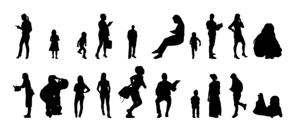 Vector Silhouetten Overzicht Silhouetten Van Mensen Contourtekening Personensilhouet Icoon Set — Stockvector