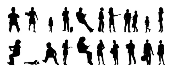 Vector Silhouettes Outline Silhouettes People Contour Drawing People Silhouette Icon — 스톡 벡터