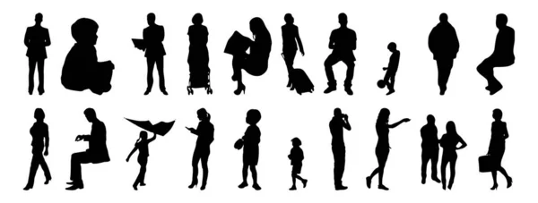 Silhouettes Vectorielles Silhouettes Esquissées Personnes Dessin Contour Silhouette Personnes Icône — Image vectorielle