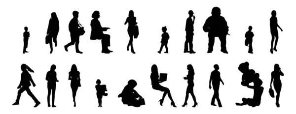 Vector Silhouettes Outline Silhouettes People Contour Drawing People Silhouette Icon — Stock Vector