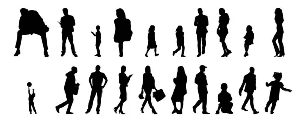 Silhouettes Vectorielles Silhouettes Esquissées Personnes Dessin Contour Silhouette Personnes Icône — Image vectorielle