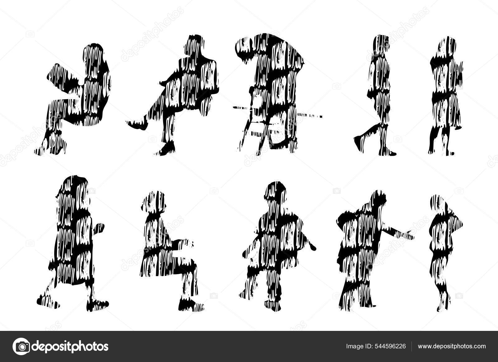 Vektor Sziluettek Vázlat Sziluettek Emberek Kontúr Rajz Emberek ...