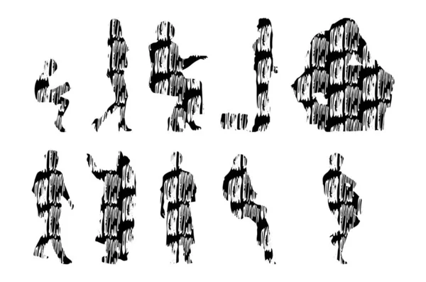 Siluetas Vectores Siluetas Contorno Personas Dibujo Contorno Silueta Personas Icono — Archivo Imágenes Vectoriales