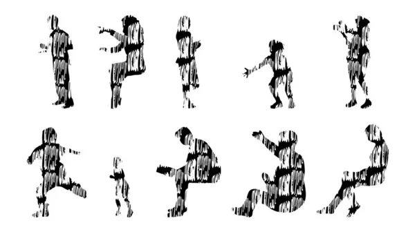 Siluetas Vectores Siluetas Contorno Personas Dibujo Contorno Silueta Personas Icono — Archivo Imágenes Vectoriales