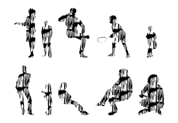 Sílhuetas Vetoriais Sílhuetas Contorno Pessoas Desenho Contorno Silhueta Pessoas Conjunto —  Vetores de Stock