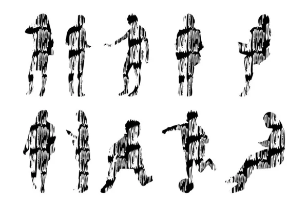 Silhouettes Vectorielles Silhouettes Esquissées Personnes Dessin Contour Silhouette Personnes Icône — Image vectorielle