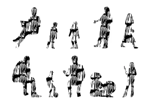 Sagome Vettoriali Sagome Sagomate Delle Persone Disegno Contorno Sagoma Delle — Vettoriale Stock