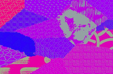 Soyut siyah konturlar, el vektör desen çizdi. Geometrik tarzı Retro soyut desen. Soyut çok renkli geometrik desen