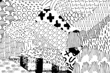 Soyut siyah darbeler, El, Vektör Deseni 'ni çizdi. Geometrik tarzda soyut arkaplan. Soyut çok renkli geometrik desen.