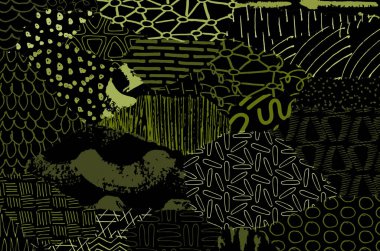 Soyut siyah darbeler, El, Vektör Deseni 'ni çizdi. Geometrik tarzda soyut arkaplan. Soyut çok renkli geometrik desen.