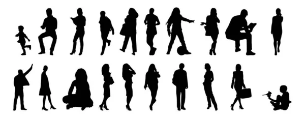 Illustration Vectorielle Silhouettes Esquissées Personnes Dessin Contour Silhouette Personnes Icône — Image vectorielle