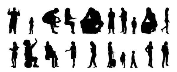 Vector Illustration Outline Silhouettes People Contour Drawing People Silhouette Icon — Stock Vector