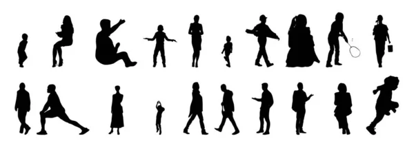 Illustration Vectorielle Silhouettes Esquissées Personnes Dessin Contour Silhouette Personnes Icône — Image vectorielle