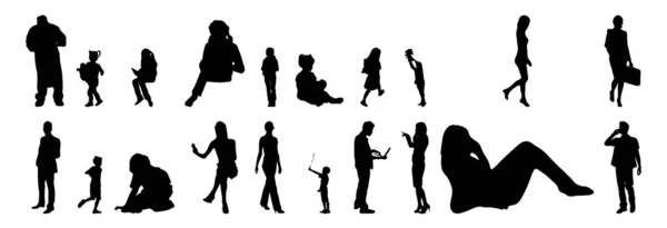 Illustration Vectorielle Silhouettes Esquissées Personnes Dessin Contour Silhouette Personnes Icône — Image vectorielle