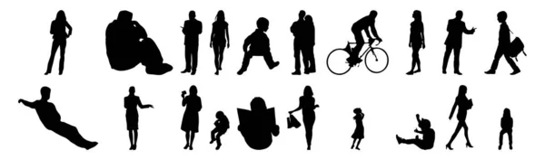 Vector Illustration Outline Silhouettes People Contour Drawing People Silhouette Icon — Stock Vector