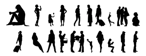 Vector Illustration Outline Silhouettes People Contour Drawing People Silhouette Icon — Stock Vector