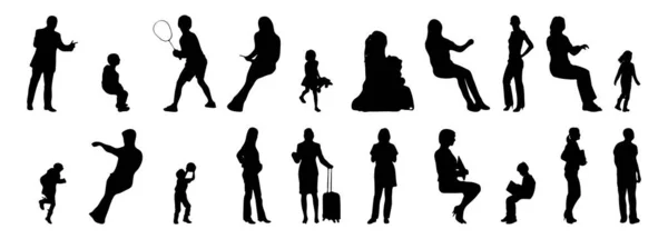 Illustration Vectorielle Silhouettes Esquissées Personnes Dessin Contour Silhouette Personnes Icône — Image vectorielle