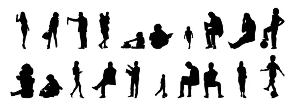 Vector Illustration Outline Silhouettes People Contour Drawing People Silhouette Icon — Stock Vector