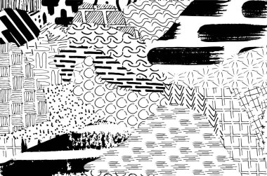 Soyut siyah darbeler, El, Vektör Deseni 'ni çizdi. Geometrik tarzda soyut arkaplan. Soyut çok renkli geometrik desen.