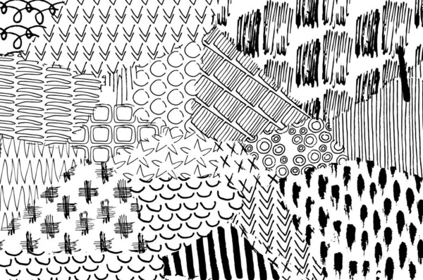 Soyut siyah darbeler, El, Vektör Deseni 'ni çizdi. Geometrik tarzda soyut arkaplan. Soyut çok renkli geometrik desen.