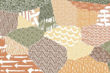 Soyut siyah darbeler, El, Vektör Deseni 'ni çizdi. Geometrik tarzda soyut arkaplan. Soyut çok renkli geometrik desen