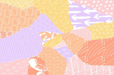 Soyut siyah darbeler, El, Vektör Deseni 'ni çizdi. Geometrik tarzda soyut arkaplan. Soyut çok renkli geometrik desen