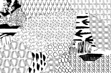 Soyut siyah darbeler, El, Vektör Deseni 'ni çizdi. Geometrik tarzda soyut arkaplan. Soyut çok renkli geometrik desen