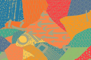 Soyut siyah darbeler, El, Vektör Deseni 'ni çizdi. Geometrik tarzda soyut arkaplan. Soyut çok renkli geometrik desen