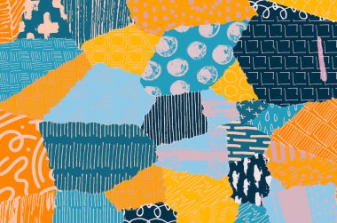 Soyut siyah darbeler, El, Vektör Deseni 'ni çizdi. Geometrik tarzda soyut arkaplan. Soyut çok renkli geometrik desen