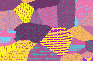 Soyut siyah darbeler, El, Vektör Deseni 'ni çizdi. Geometrik tarzda soyut arkaplan. Soyut çok renkli geometrik desen