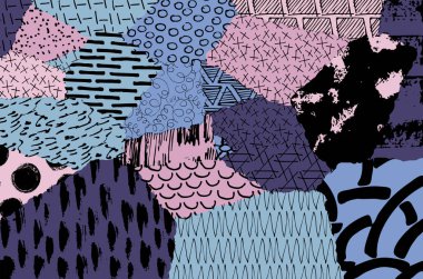 Soyut siyah darbeler, El, Vektör Deseni 'ni çizdi. Geometrik tarzda soyut arkaplan. Soyut çok renkli geometrik desen