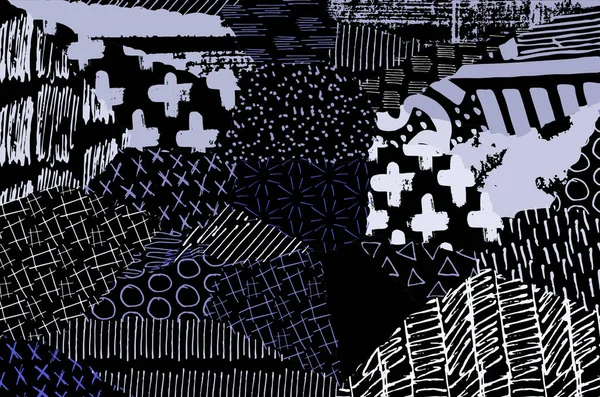 Pinceladas Negras Abstractas Patrón Vectorial Dibujado Mano Fondo Abstracto Estilo — Archivo Imágenes Vectoriales