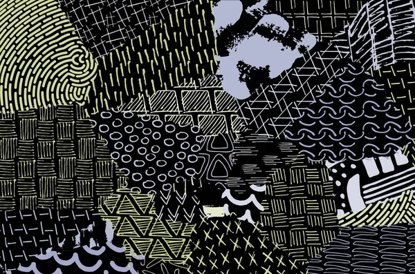 Soyut siyah darbeler, El, Vektör Deseni 'ni çizdi. Geometrik tarzda soyut arkaplan. Soyut çok renkli geometrik desen