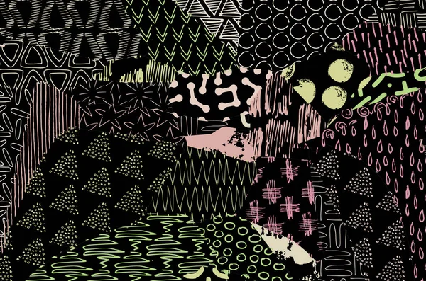 Soyut siyah darbeler, El, Vektör Deseni 'ni çizdi. Geometrik tarzda soyut arkaplan. Soyut çok renkli geometrik desen