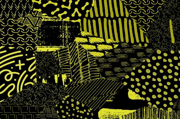 Soyut siyah darbeler, El, Vektör Deseni 'ni çizdi. Geometrik tarzda soyut arkaplan. Soyut çok renkli geometrik desen