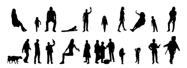 Illustration Vectorielle Silhouettes Esquissées Personnes Dessin Contour Silhouette Personnes Icône — Image vectorielle