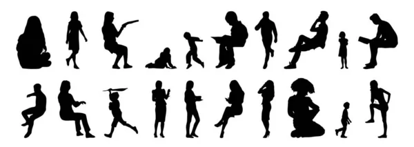 Vector Illustration Outline Silhouettes People Contour Drawing People Silhouette Icon — 스톡 벡터