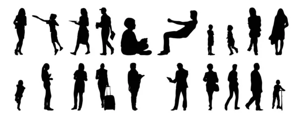 Illustration Vectorielle Silhouettes Esquissées Personnes Dessin Contour Silhouette Personnes Icône — Image vectorielle