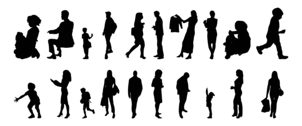 Vector Illustration Outline Silhouettes People Contour Drawing People Silhouette Icon — 스톡 벡터