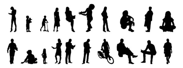 Illustration Vectorielle Silhouettes Esquissées Personnes Dessin Contour Silhouette Personnes Icône — Image vectorielle