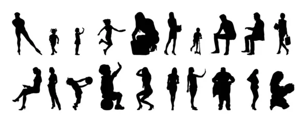 Vector Illustration Outline Silhouettes People Contour Drawing People Silhouette Icon — 스톡 벡터