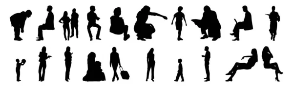 Vector Illustration Outline Silhouettes People Contour Drawing People Silhouette Icon — Stock Vector