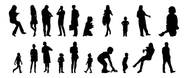 Illustration Vectorielle Silhouettes Esquissées Personnes Dessin Contour Silhouette Personnes Icône — Image vectorielle