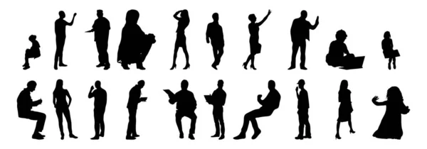 Illustration Vectorielle Silhouettes Esquissées Personnes Dessin Contour Silhouette Personnes Icône — Image vectorielle