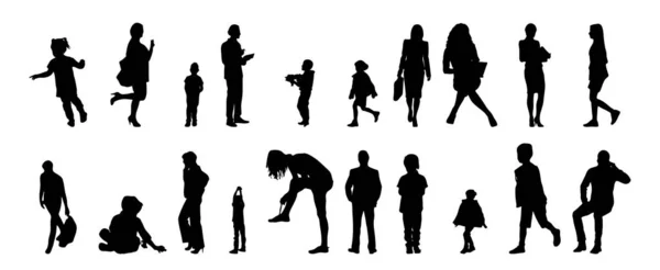 Illustration Vectorielle Silhouettes Esquissées Personnes Dessin Contour Silhouette Personnes Icône — Image vectorielle