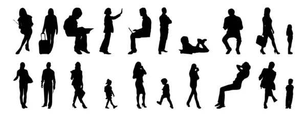 Illustration Vectorielle Silhouettes Esquissées Personnes Dessin Contour Silhouette Personnes Icône — Image vectorielle