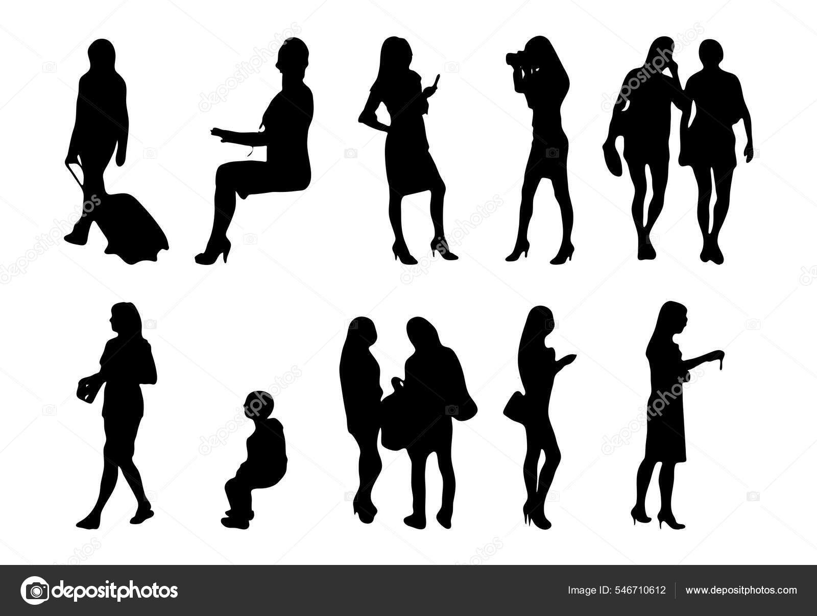 Vector Silhouettes Outline Silhouettes People Contour Drawing People