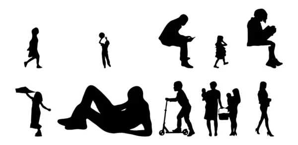 Silhouettes Vectorielles Silhouettes Esquissées Personnes Dessin Contour Silhouette Personnes Icône — Image vectorielle