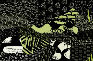 Soyut siyah darbeler, El, Vektör Deseni 'ni çizdi. Geometrik tarzda soyut arkaplan. Soyut çok renkli geometrik desen